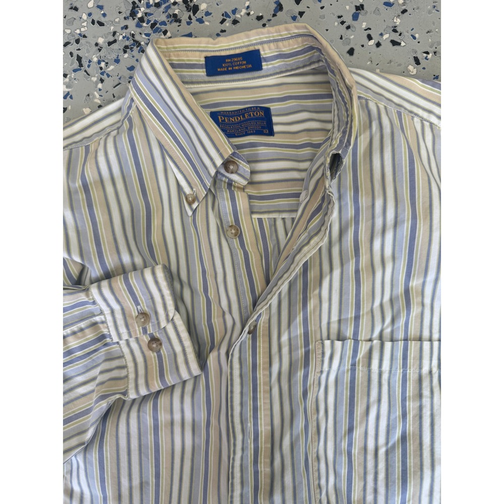 Pendleton Men's‎ Long Sleeve Button Up Shirt Striped Cotton